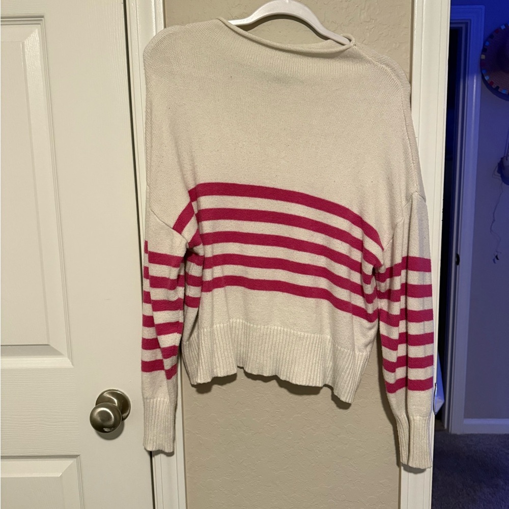 Truth Women's Sweater with Pink and White Stripes